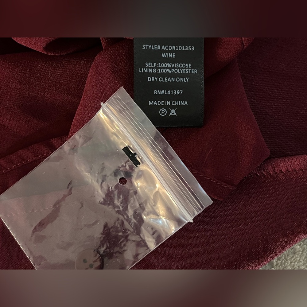 Astr The Label Ruth Burgundy Satin Shirt Dress size small - Picture 13 of 14